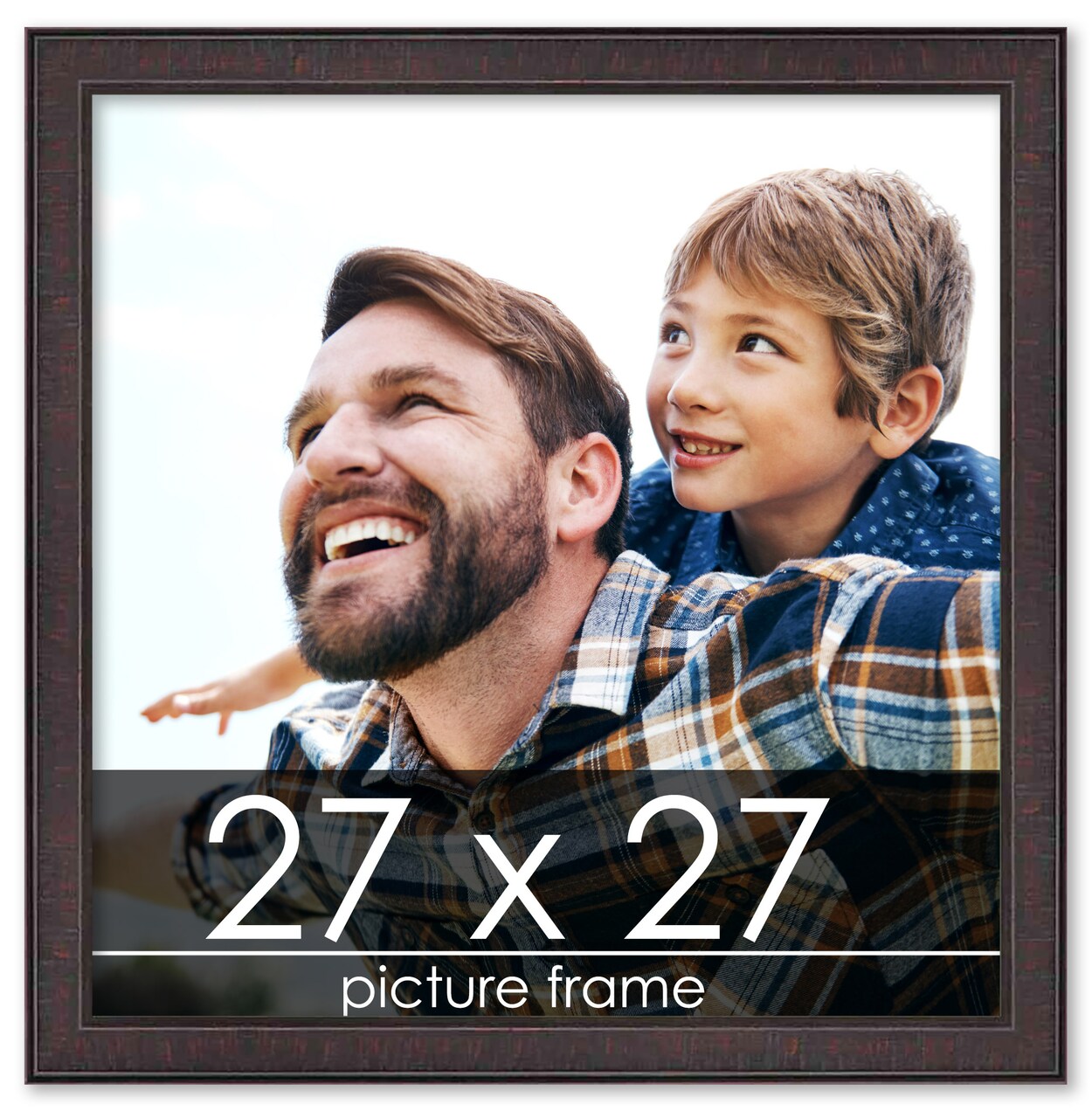 Square Textured Brown Picture Frame - UV Acrylic, Foam Board Backing, Hanging Hardware